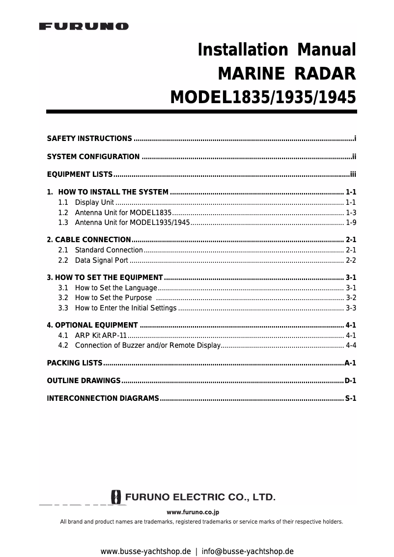 Page 1 de la notice Manuel utilisateur Furuno 1845
