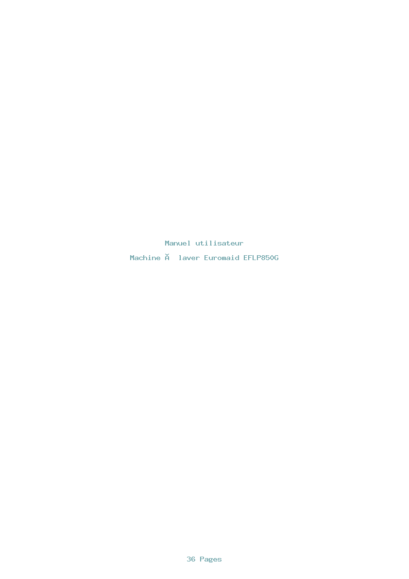 Page 1 de la notice Manuel utilisateur Euromaid EFLP850G