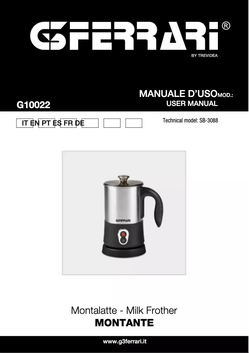 Page 1 of the manual User Manual G3 Ferrari Montante G10022