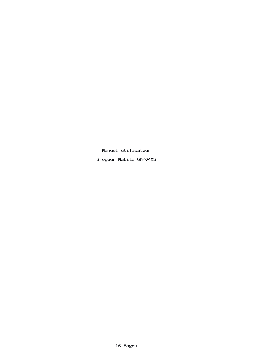 Page 1 de la notice Manuel utilisateur Makita GA7040S