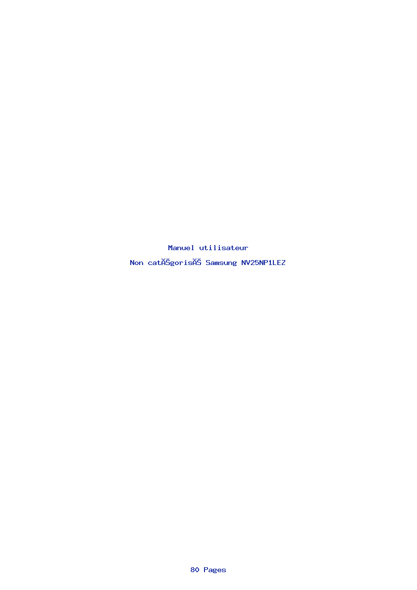 Page 1 de la notice Manuel utilisateur Samsung NV25NP1LEZ