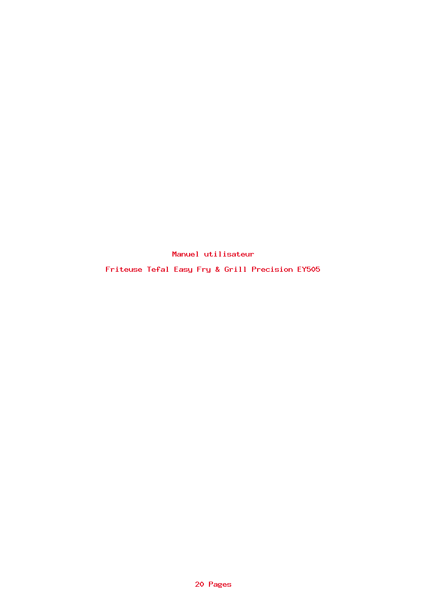 Page 1 de la notice Manuel utilisateur Tefal Easy Fry & Grill Precision EY505