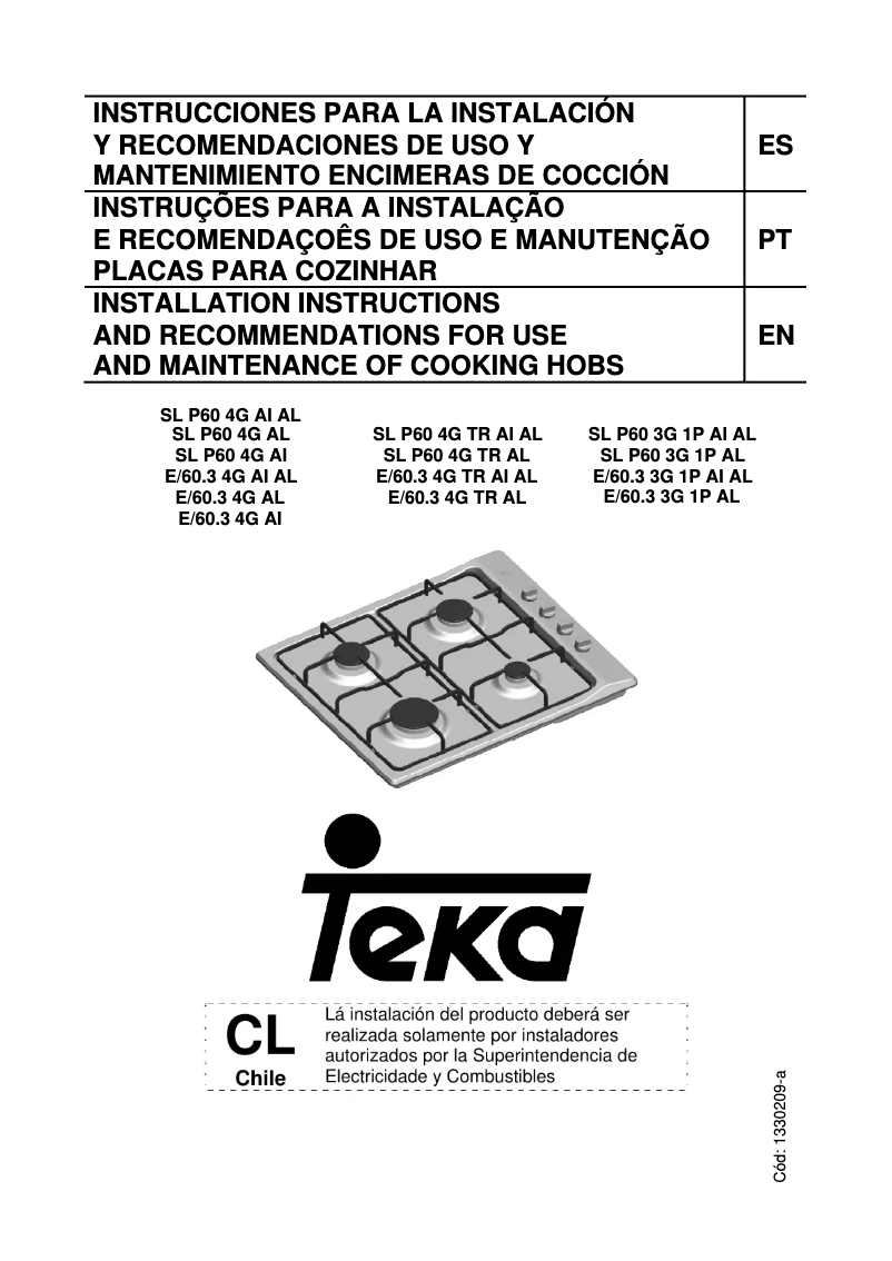 Page 1 de la notice Manuel utilisateur Teka E/60.3 4G AL