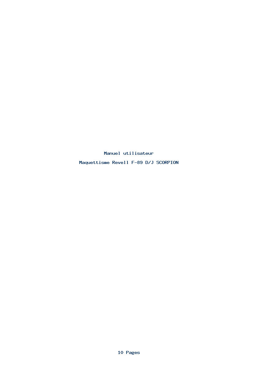Page 1 de la notice Manuel utilisateur Revell F-89 D/J SCORPION