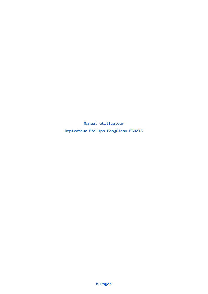 Page 1 de la notice Manuel utilisateur Philips EasyClean FC9713