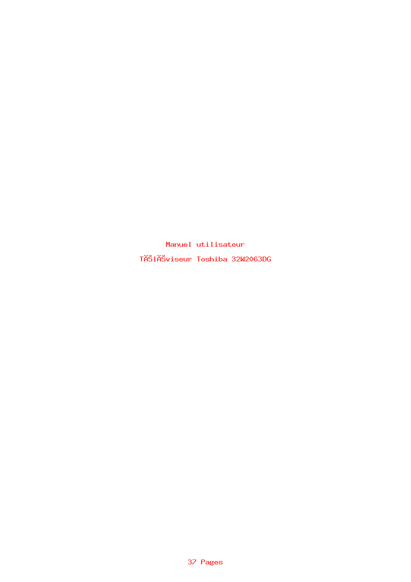 Page 1 de la notice Manuel utilisateur Toshiba 32W2063DG