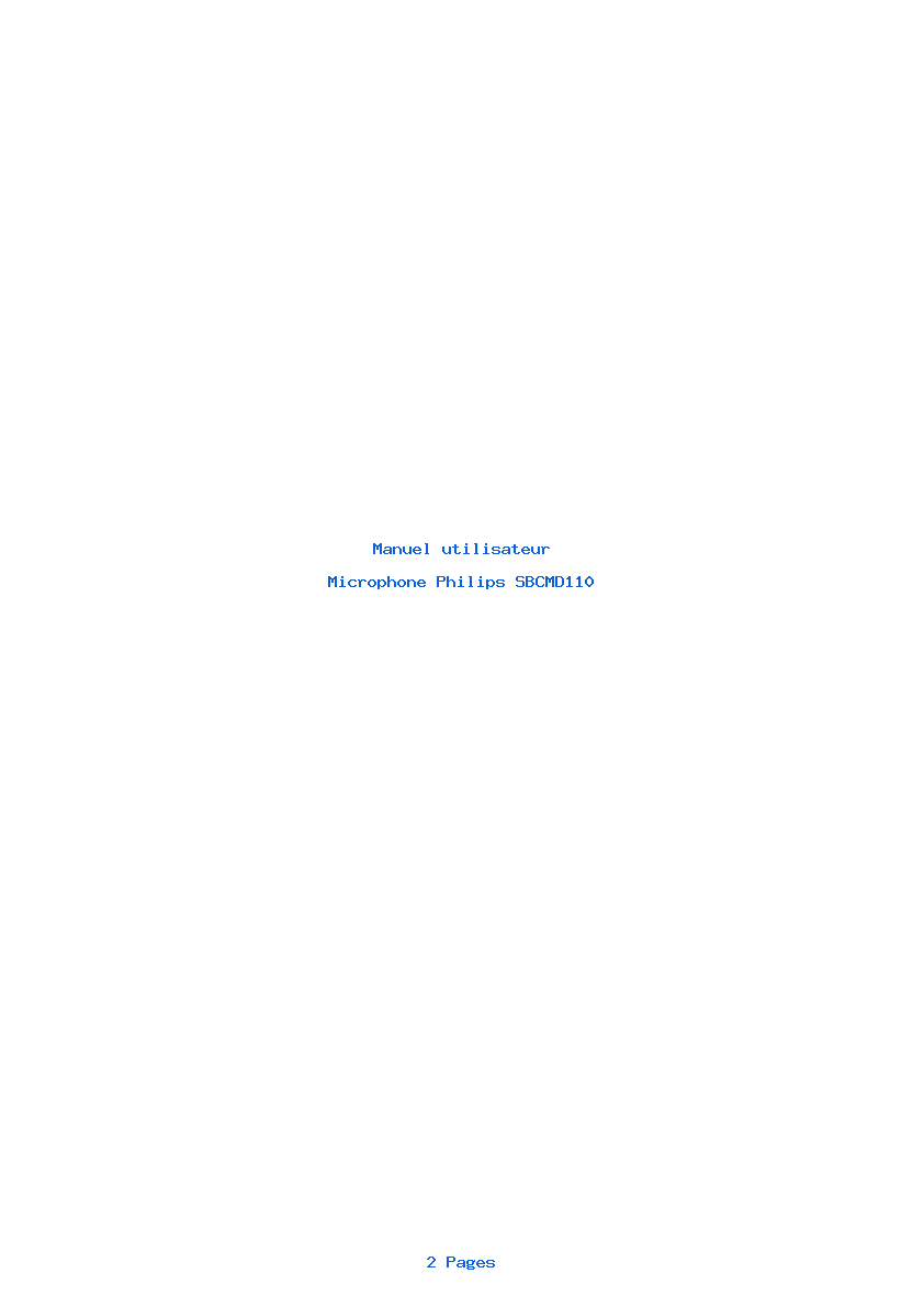 Page 1 de la notice Manuel utilisateur Philips SBCMD110