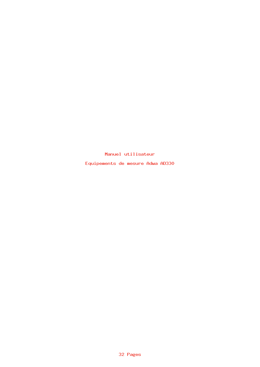 Page 1 de la notice Manuel utilisateur Adwa AD330