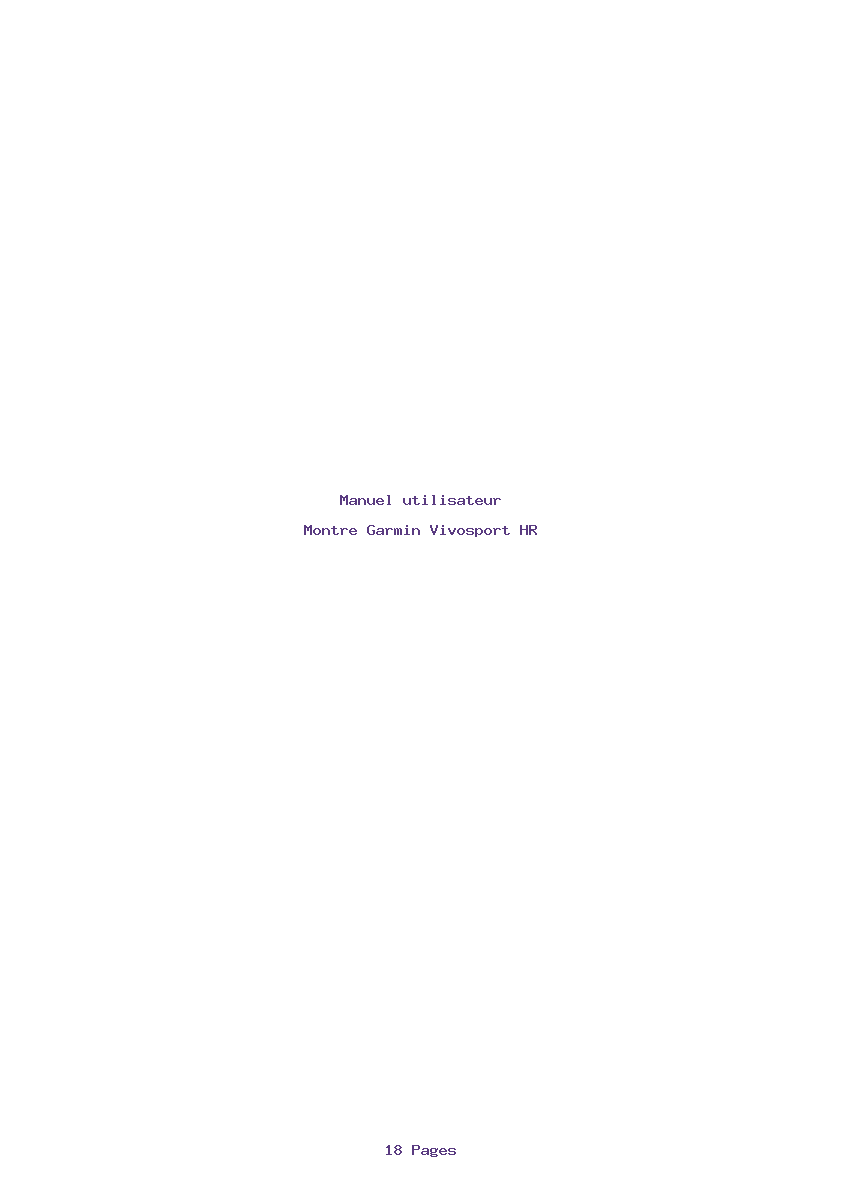 Page 1 de la notice Manuel utilisateur Garmin Vivosport HR