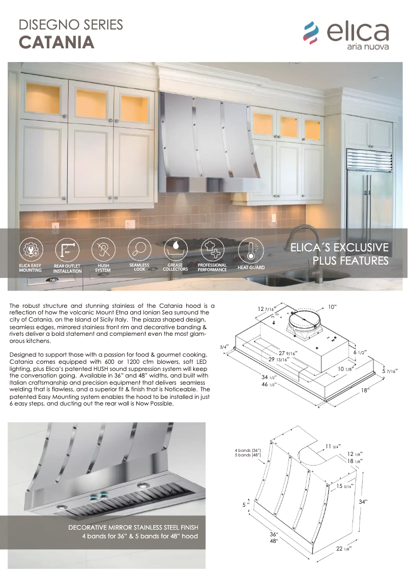 Página 1 del manual Ficha técnica Elica Catania ECTX48SS
