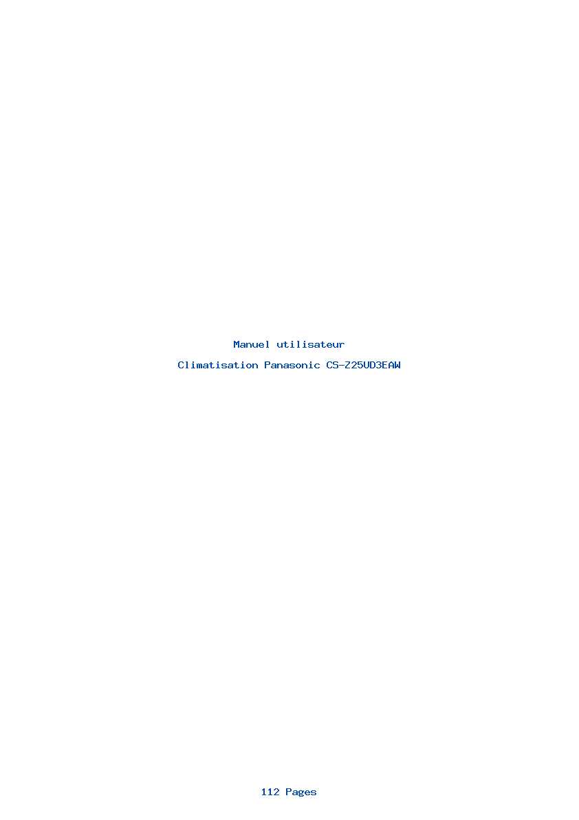Page 1 de la notice Manuel utilisateur Panasonic CS-Z25UD3EAW