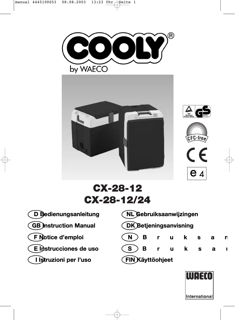 Página 1 del manual Manual de usuario Waeco Cooly CX-28-12-24