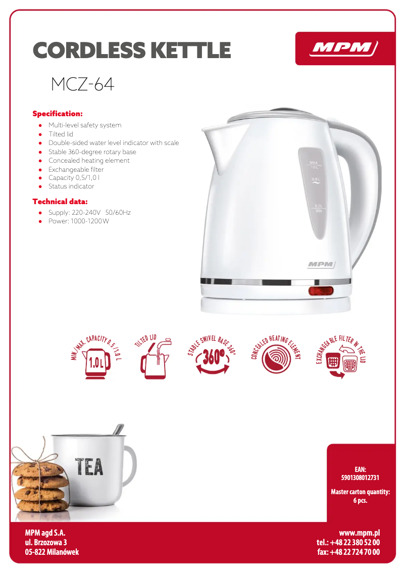 Page 1 de la notice Fiche technique MPM MCZ-64