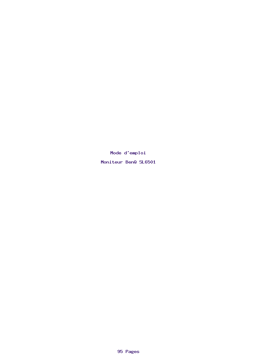 Page 1 de la notice Mode d'emploi BenQ SL6501