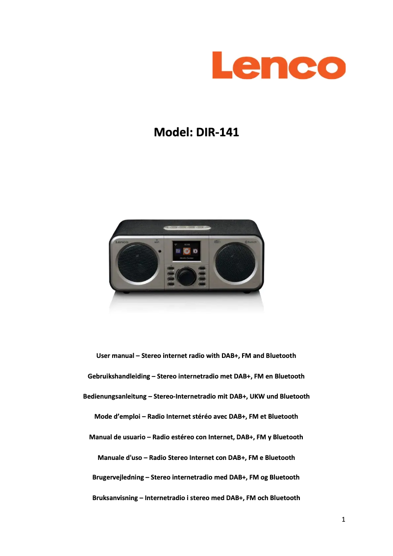 Page 1 de la notice Manuel utilisateur Lenco DIR-141