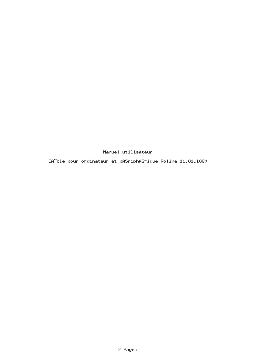 Page 1 de la notice Manuel utilisateur Roline 11.01.1060