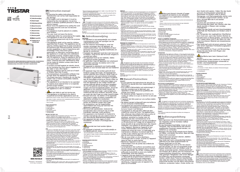 Page 1 de la notice Manuel utilisateur TriStar BR-1024