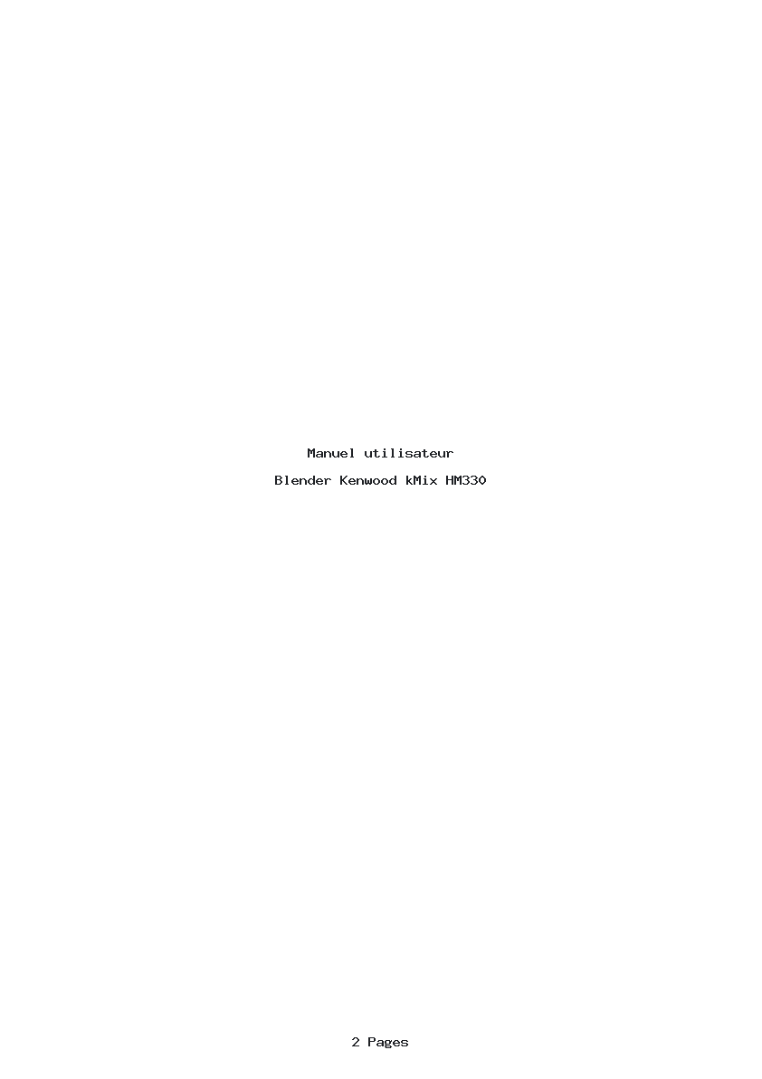 Page 1 de la notice Manuel utilisateur Kenwood kMix HM330