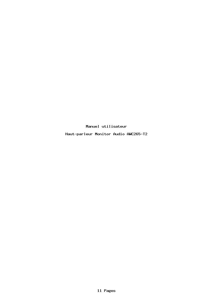 Page 1 de la notice Manuel utilisateur Monitor Audio AWC265-T2