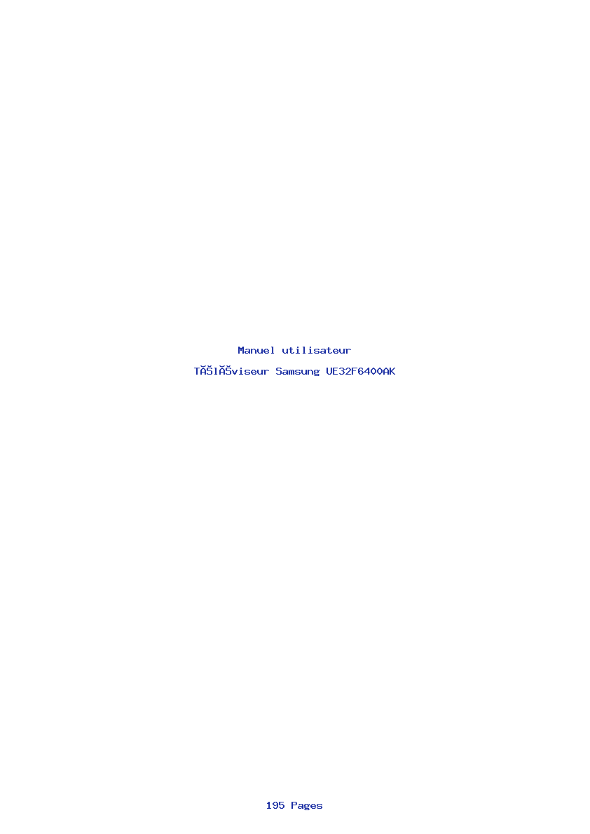 Page 1 de la notice Manuel utilisateur Samsung UE32F6400AK