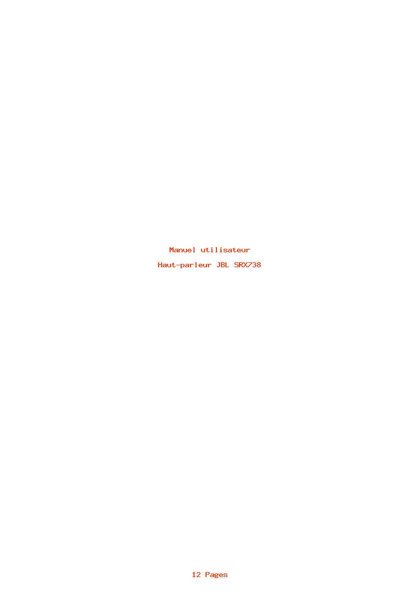 Page 1 de la notice Manuel utilisateur JBL SRX738