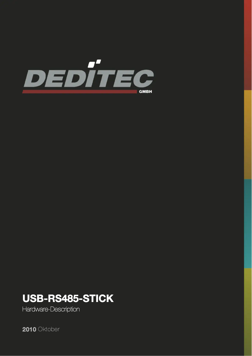 Page 1 de la notice Manuel utilisateur Deditec USB-RS485-STICK