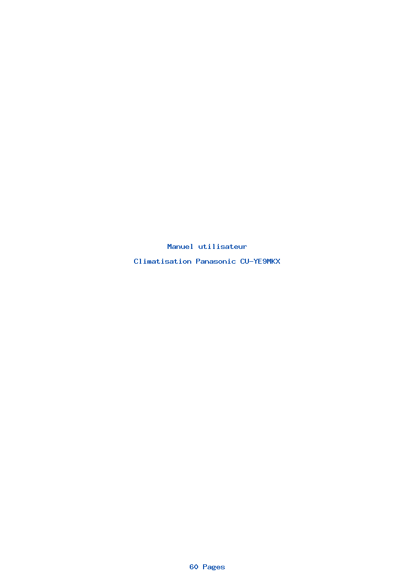 Page 1 de la notice Manuel utilisateur Panasonic CU-YE9MKX