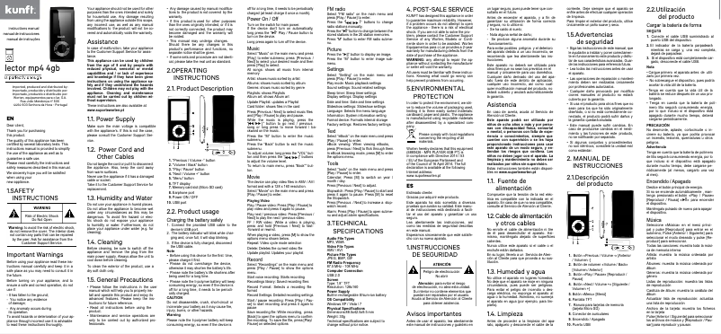Page 1 of the manual User Manual Kunft KTMP4481