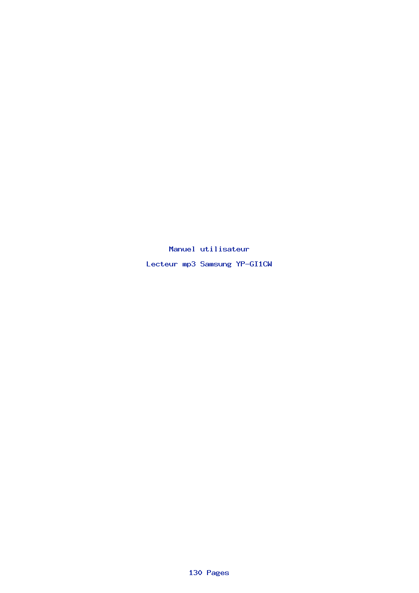 Page 1 de la notice Manuel utilisateur Samsung YP-GI1CW