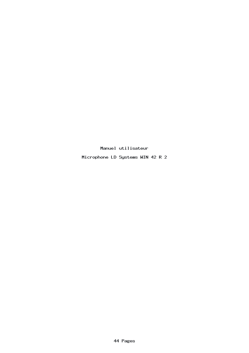 Page 1 de la notice Manuel utilisateur LD Systems WIN 42 R 2
