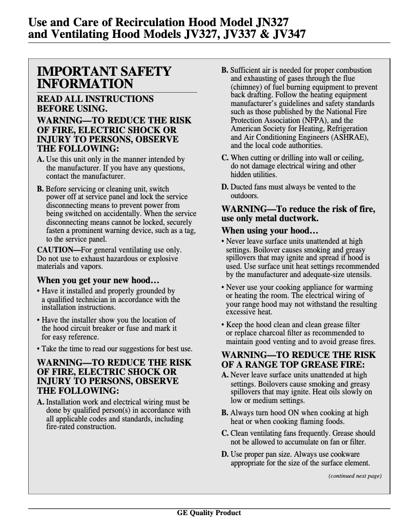 Image de la première page du manuel de l'appareil JV327XWH