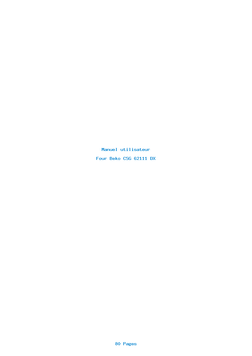 Page 1 de la notice Manuel utilisateur Beko CSG 62111 DX