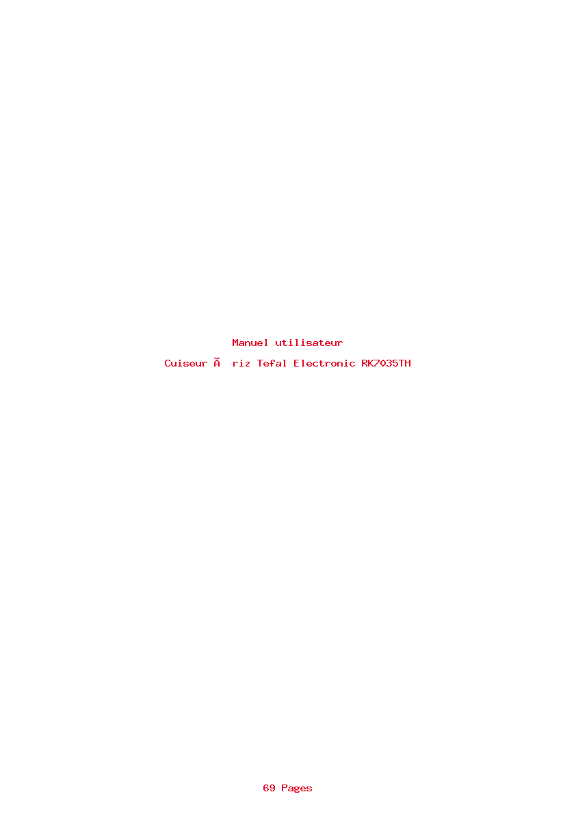 Page 1 de la notice Manuel utilisateur Tefal Electronic RK7035TH