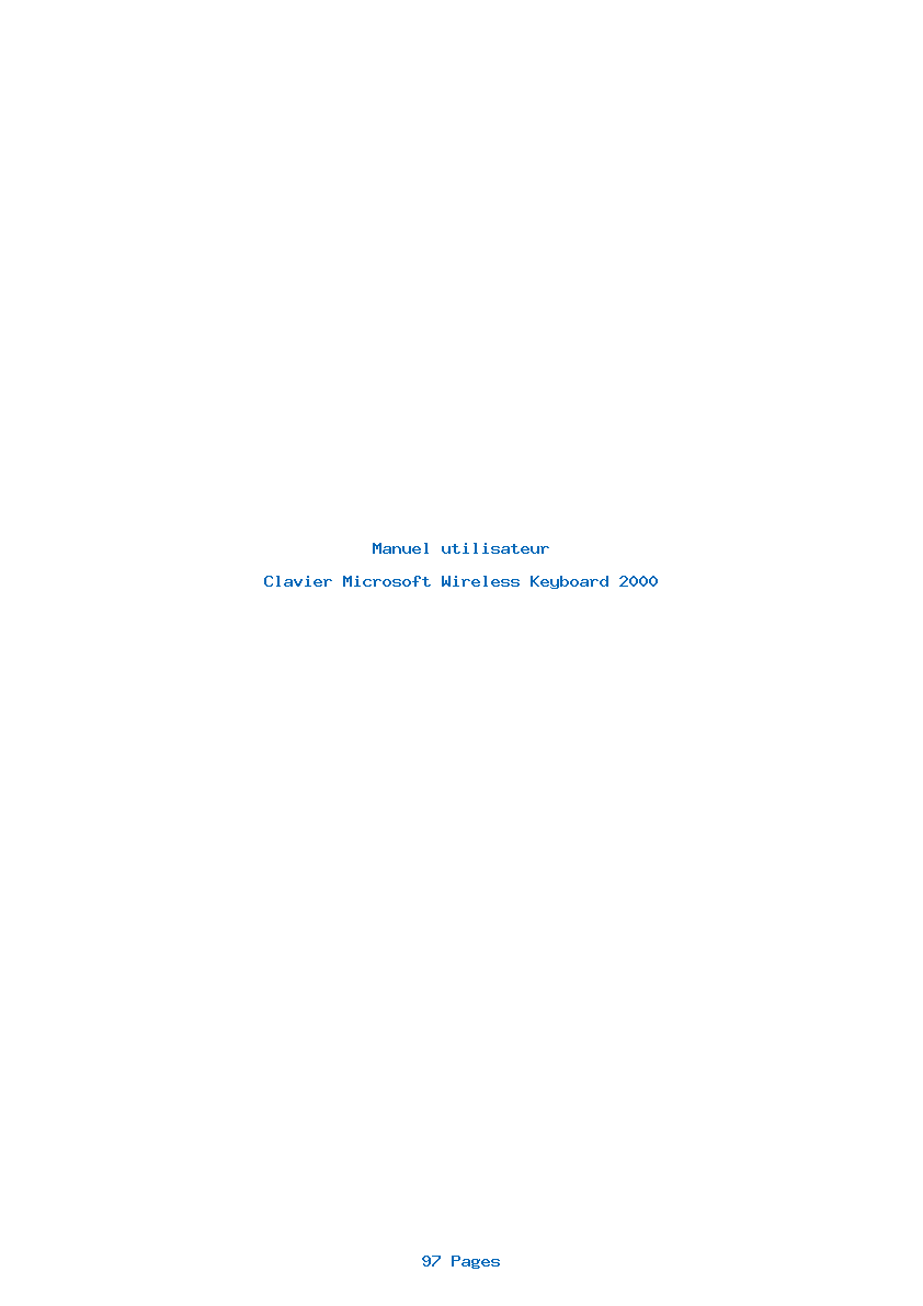 Page 1 de la notice Manuel utilisateur Microsoft Wireless Keyboard 2000