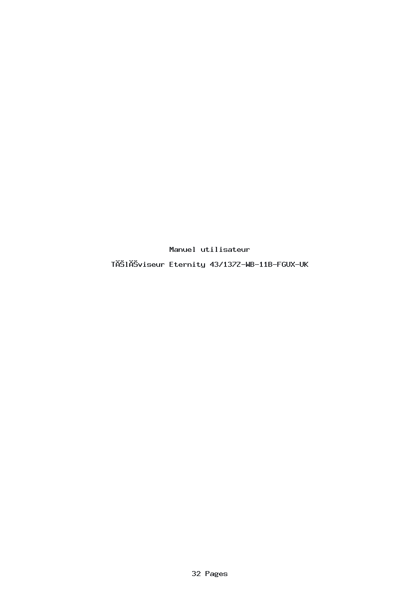Page 1 de la notice Manuel utilisateur Eternity 43/137Z-WB-11B-FGUX-UK