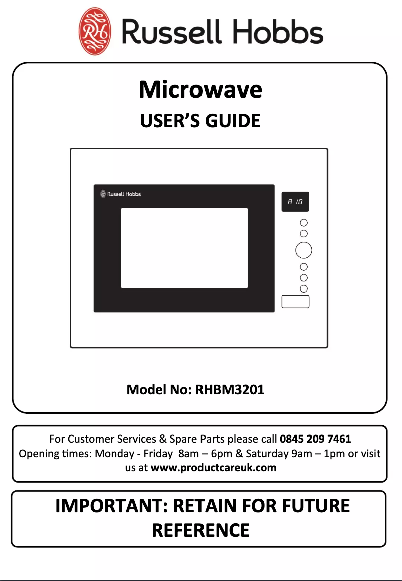 Page 1 of the manual User Manual Russell Hobbs RHBM3201