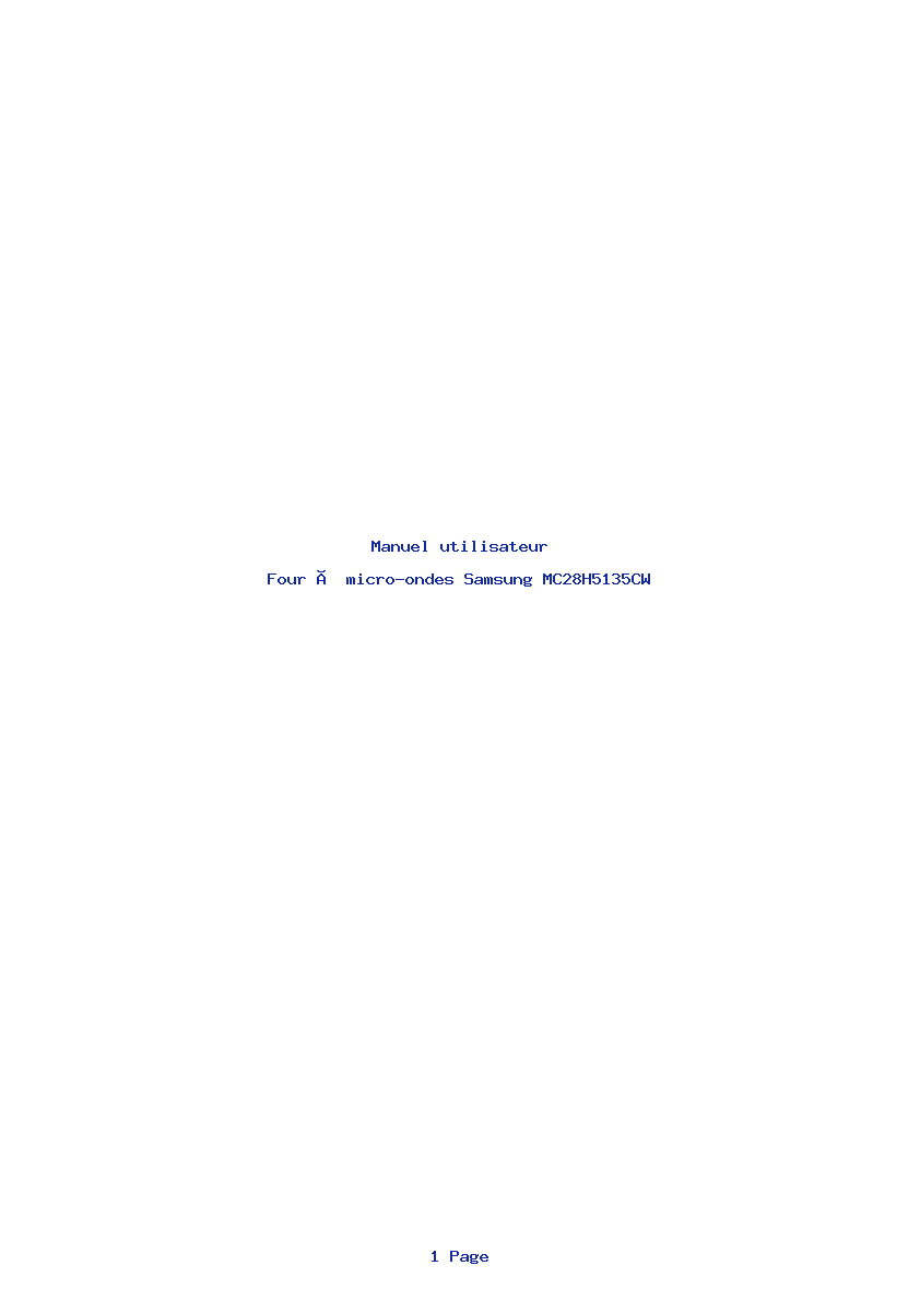 Page 1 de la notice Manuel utilisateur Samsung MC28H5135CW