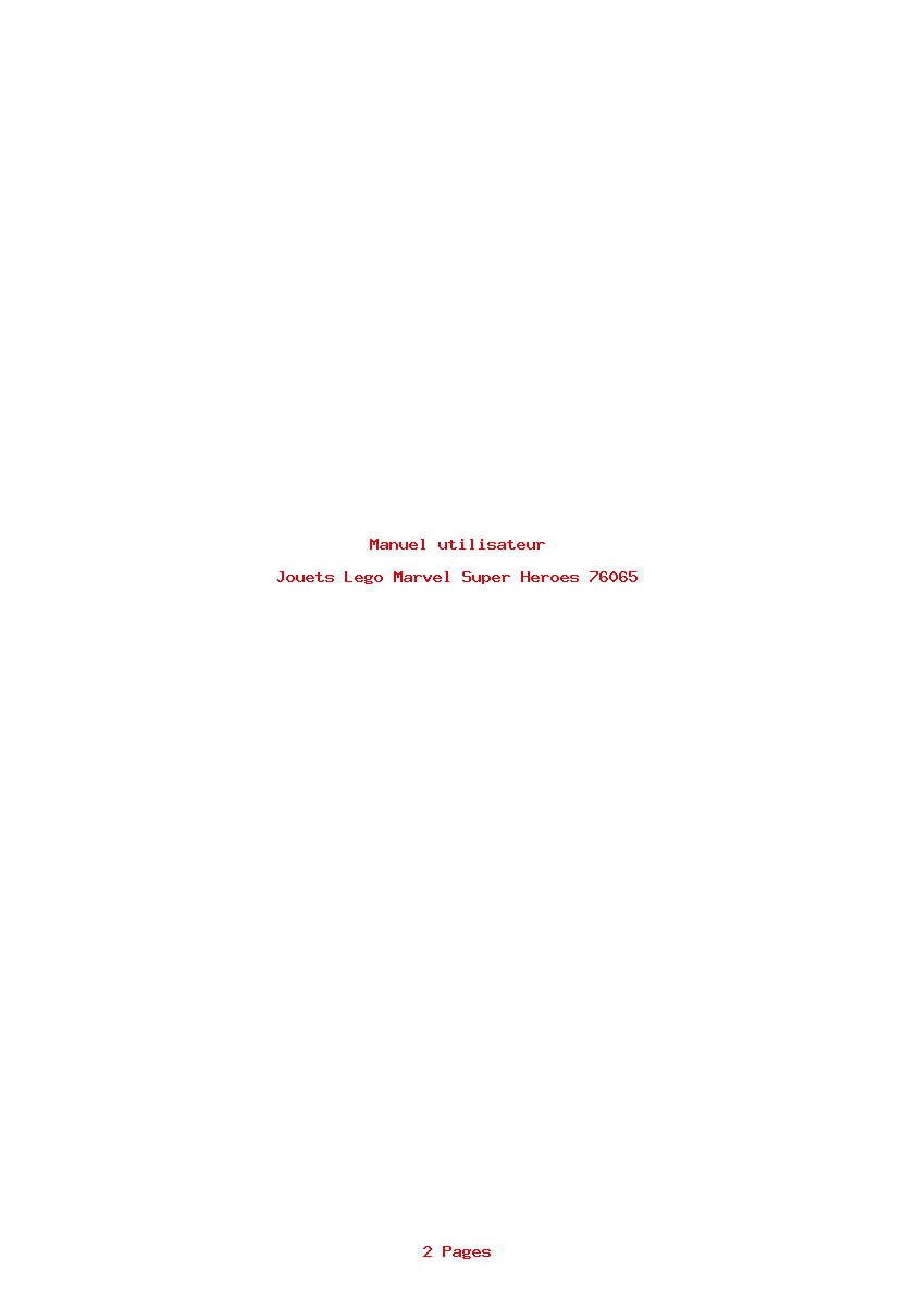 Page 1 de la notice Manuel utilisateur Lego Marvel Super Heroes 76065
