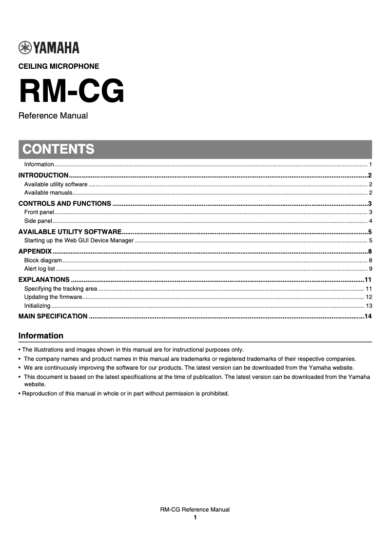 Page 1 de la notice Manuel utilisateur Yamaha RM-CG