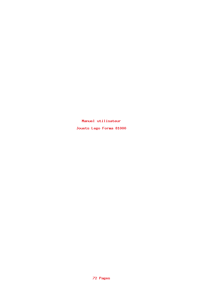 Page 1 de la notice Manuel utilisateur Lego Forma 81000