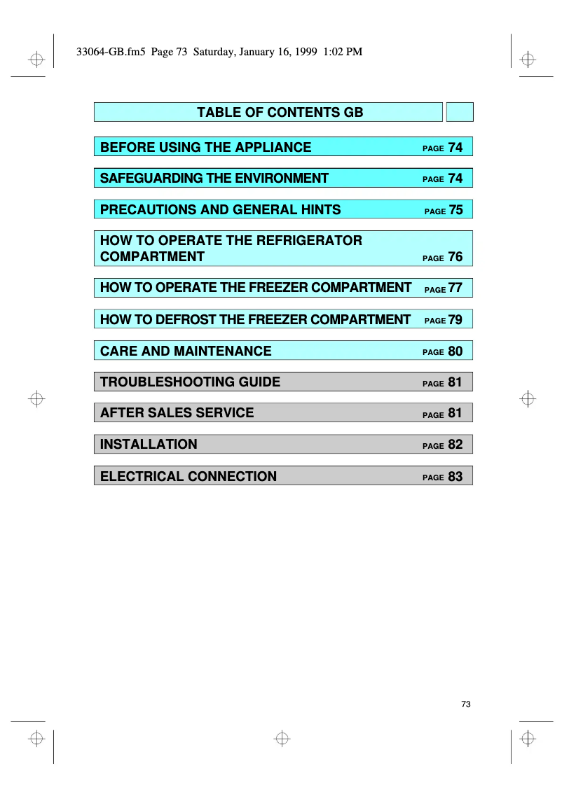 Page 1 de la notice Manuel utilisateur Whirlpool ART 863/H