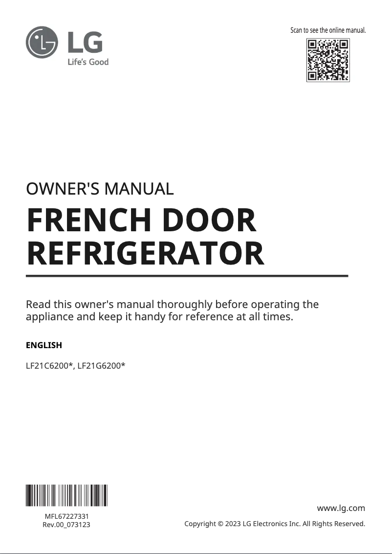 Page 1 de la notice Manuel utilisateur LG LF20C6330S