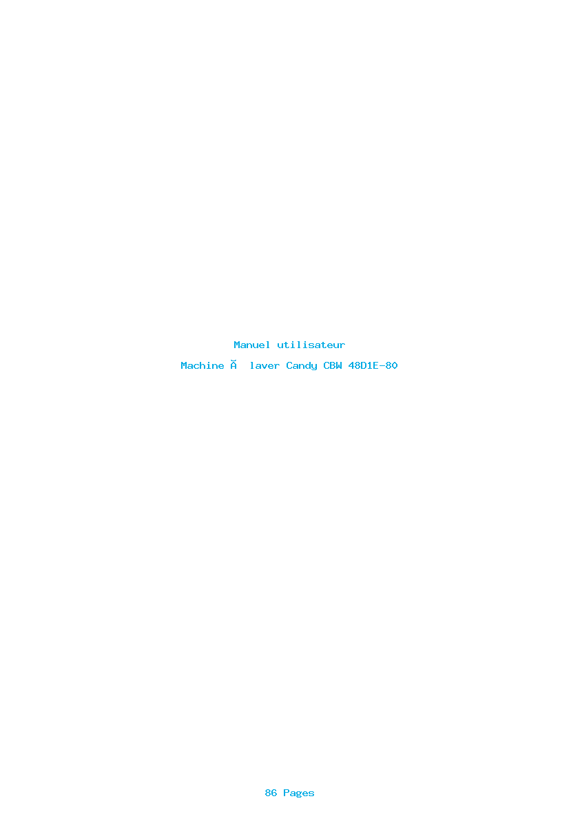 Page 1 de la notice Manuel utilisateur Candy CBW 48D1E-80