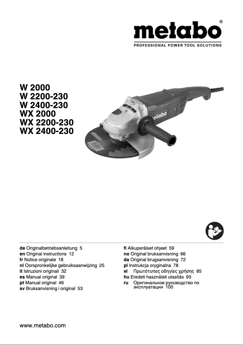 Page 1 of the manual User Manual Metabo W 2000