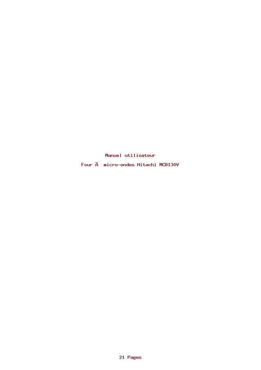 Page 1 de la notice Manuel utilisateur Hitachi MCB130V