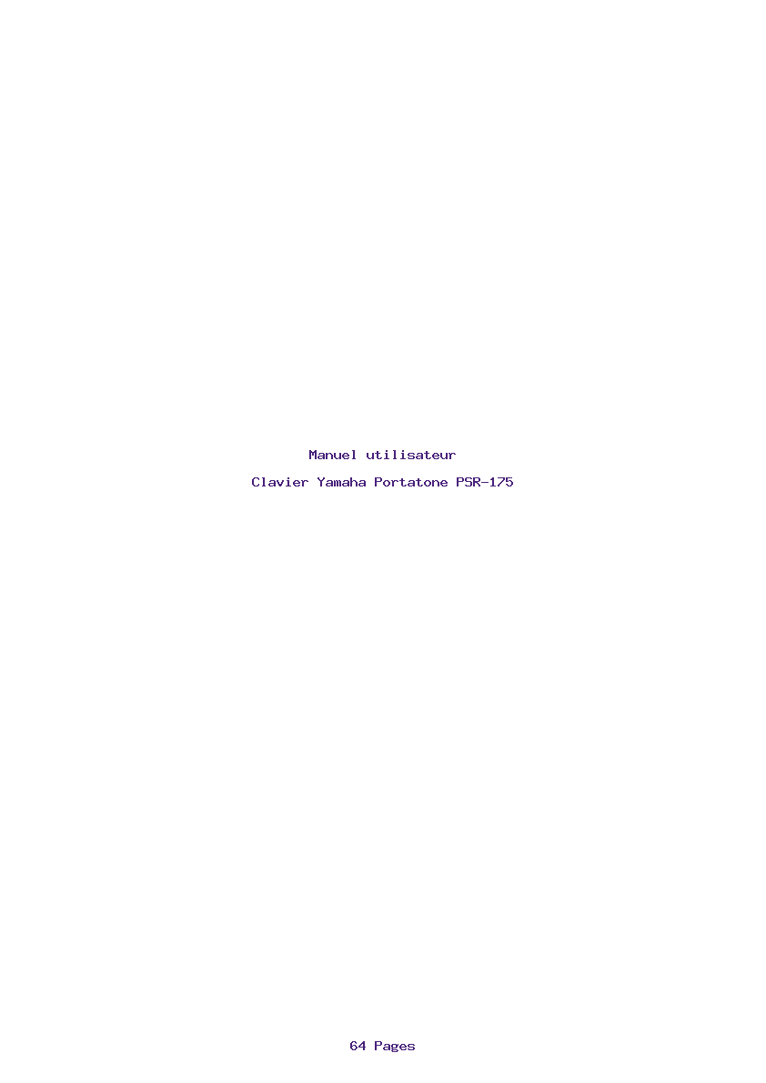 Page 1 de la notice Manuel utilisateur Yamaha Portatone PSR-175