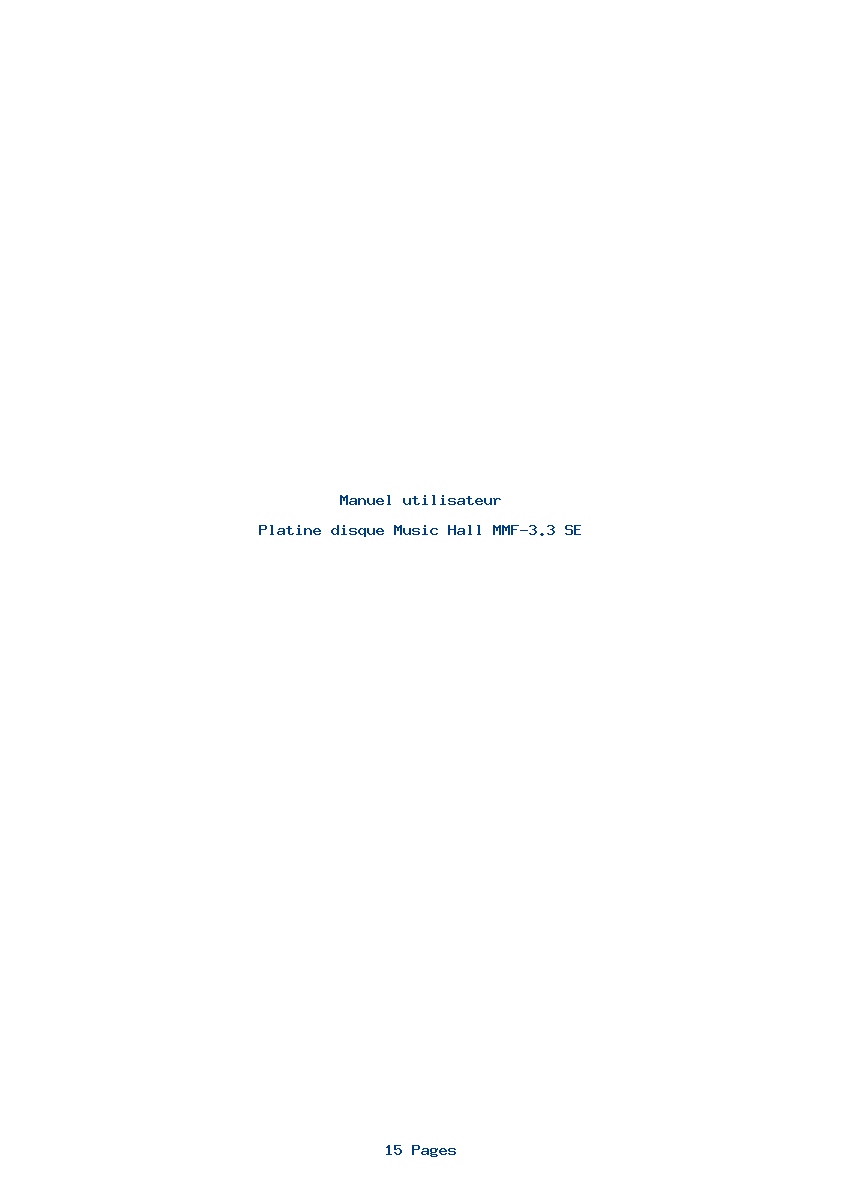 Page 1 de la notice Manuel utilisateur Music Hall MMF-3.3 SE
