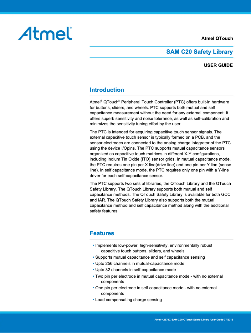 Page 1 de la notice Manuel utilisateur Microchip ATSAMC20N18A