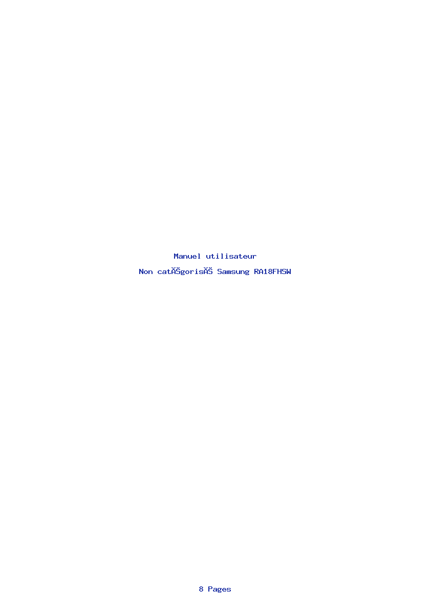 Page 1 de la notice Manuel utilisateur Samsung RA18FHSW