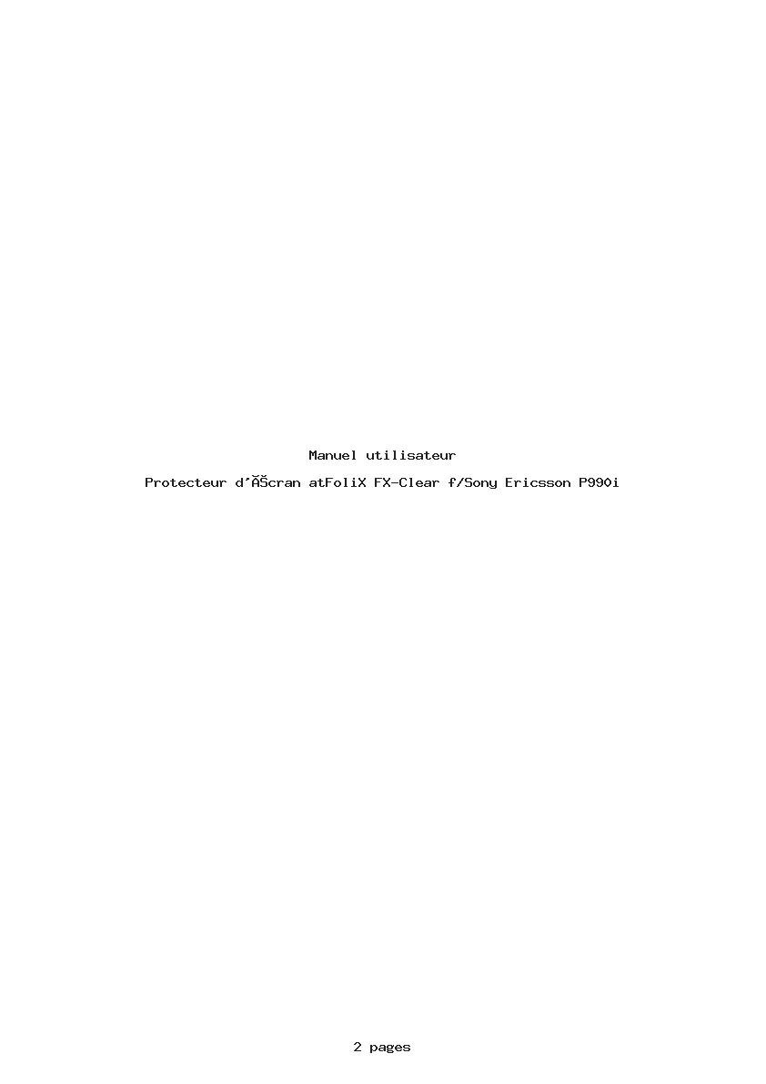 Image de la première page du manuel de l'appareil FX-Clear f/Sony Ericsson P990i